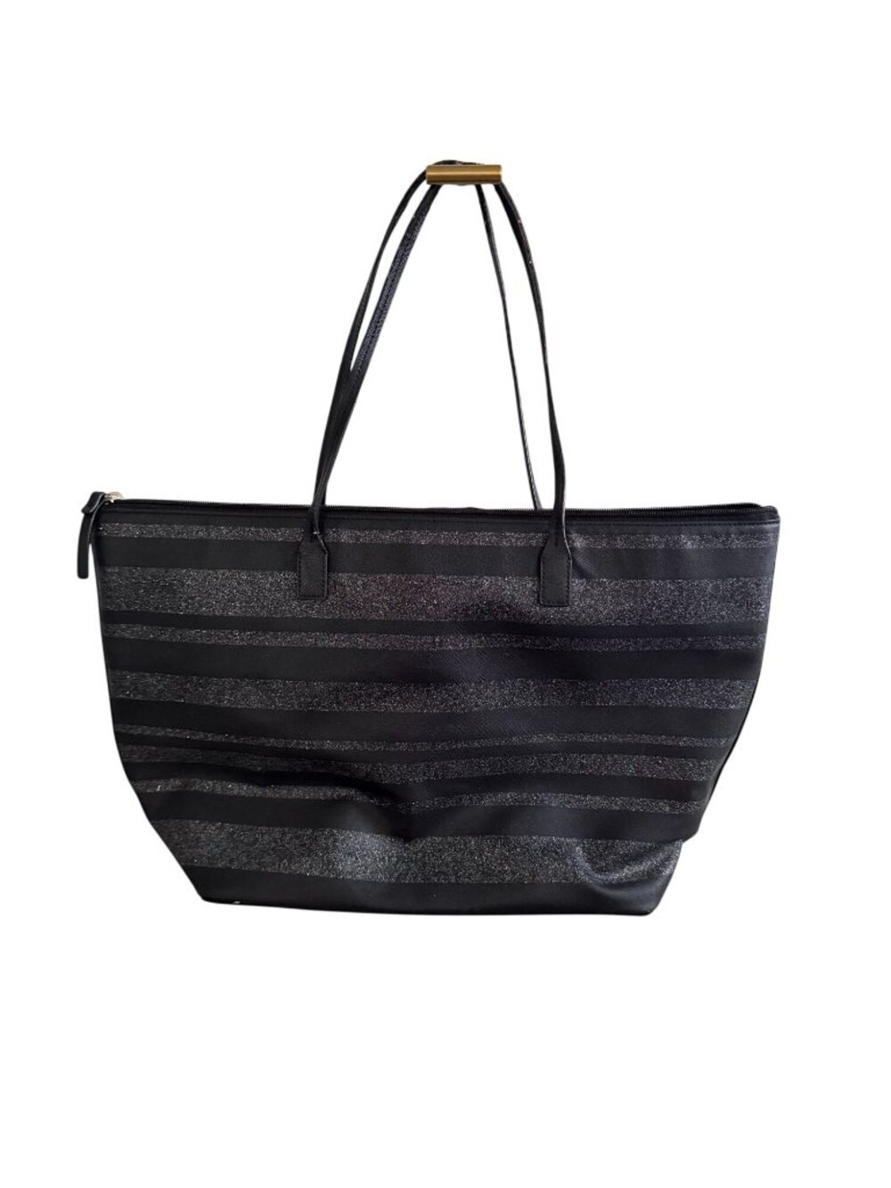KATE SPADE Black Silver Saffiano Leather Glitter Tote Bag - Picture 3 of 13